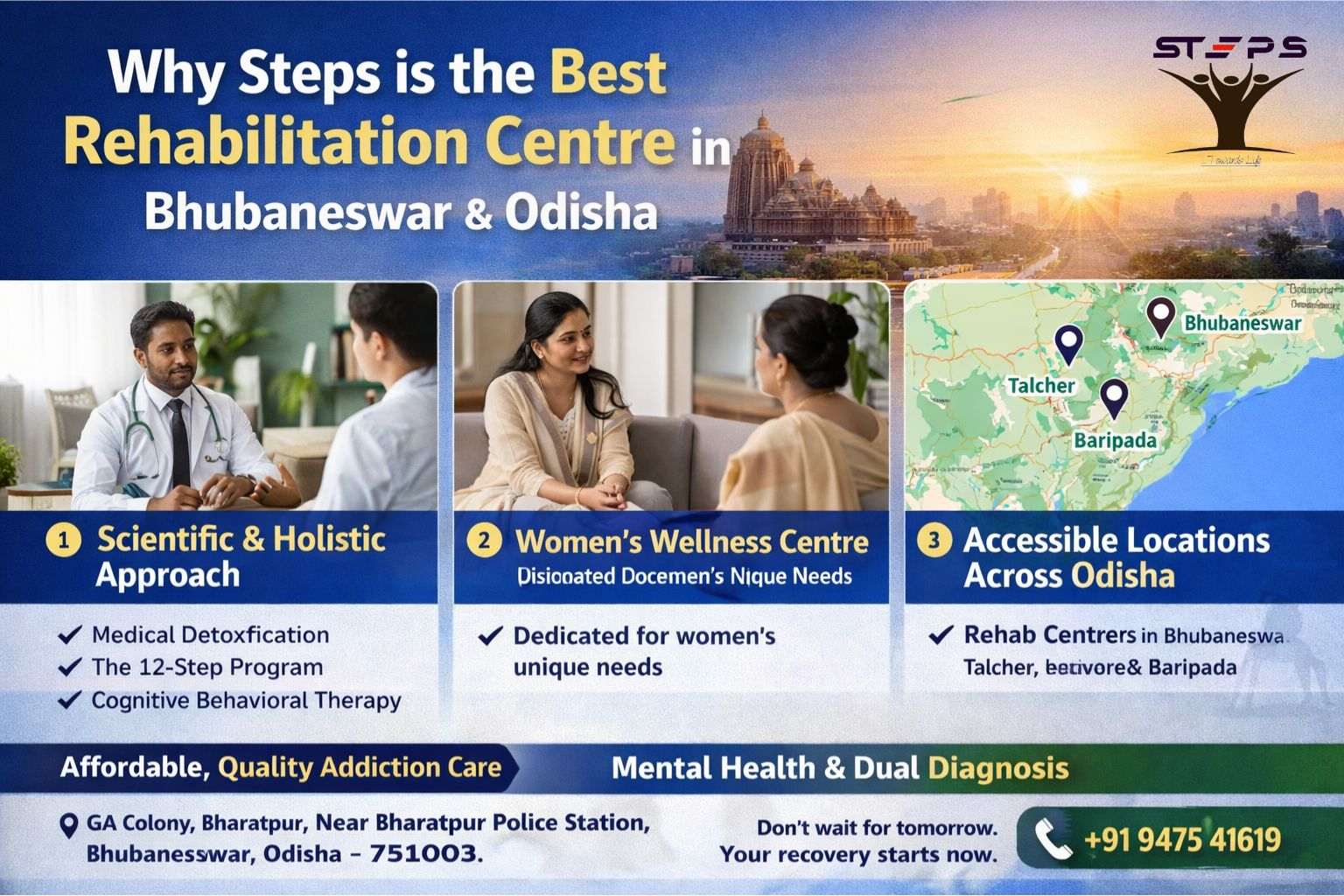 For any images you upload with this blog, set the Alt-Text to: "Inside Steps De-addiction Center - Best rehabilitation centre in Bhubaneswar"