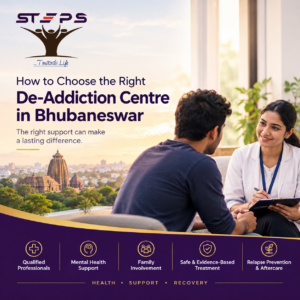STEPS De-Addiction Centre Bhubaneswar offering compassionate addiction counselling with professional support, mental-health care, family involvement, and relapse prevention.